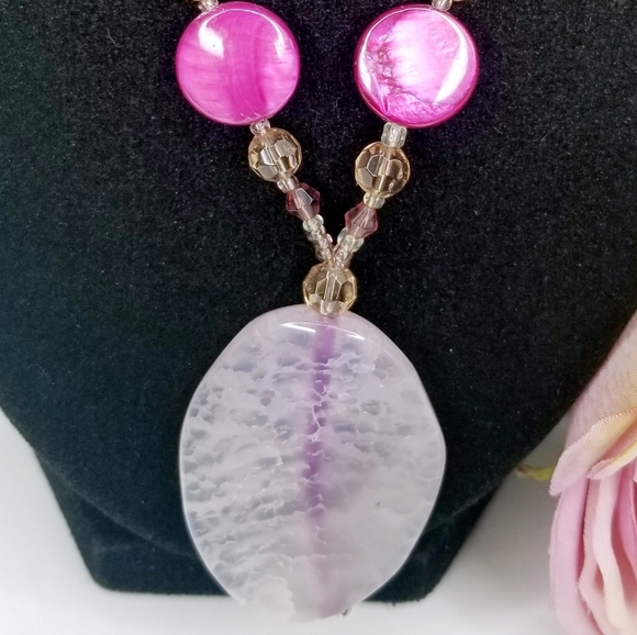 Pink Quartz Pendant Necklace EUC - Picture 9 of 12